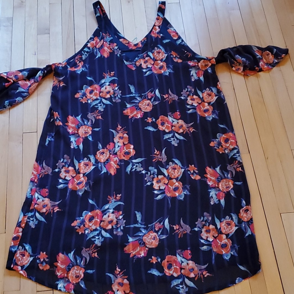 Purple dress with pink flowers